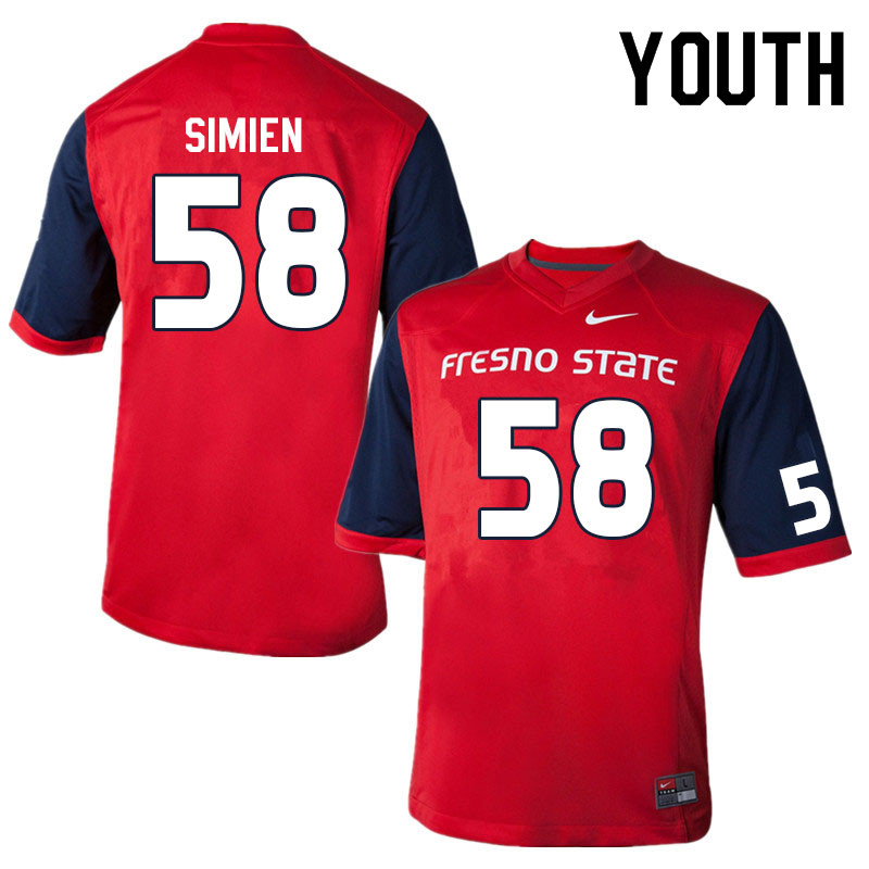 Youth #58 Marcus Simien Fresno State Bulldogs College Football Jerseys Sale-Red - Click Image to Close